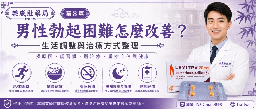 男性勃起困難怎麼改善？生活調整與治療方式整理｜樂威壯藥局